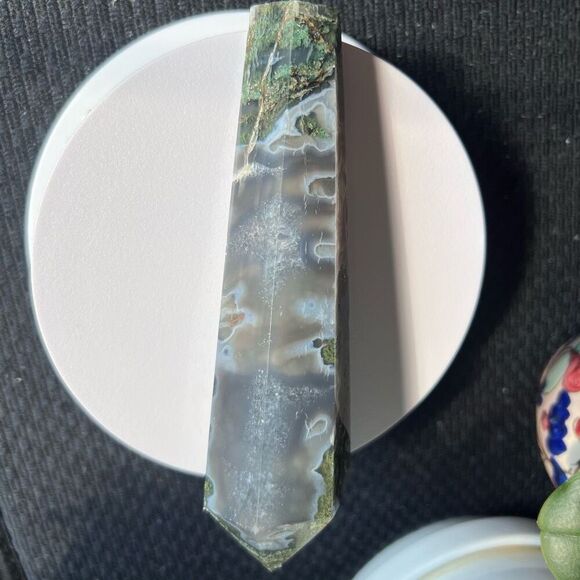 Large Moss Agate Crystal Wand‎ Scepter - Picture 13 of 16